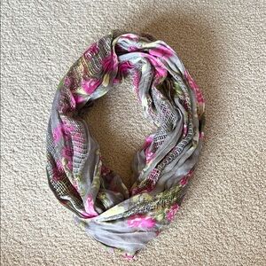 Floral Gray and Pink Scarf